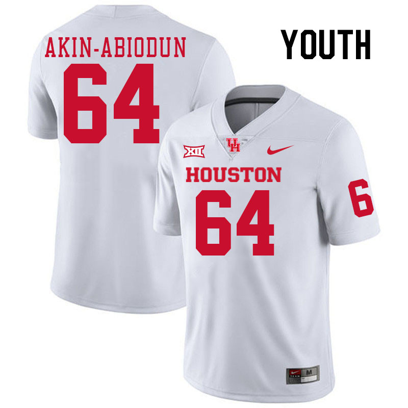 Youth #64 Ezekiel Akin-Abiodun Houston Cougars College Football Jerseys Stitched-White